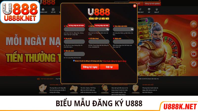 Biểu mẫu đăng ký tại nhà cái U888