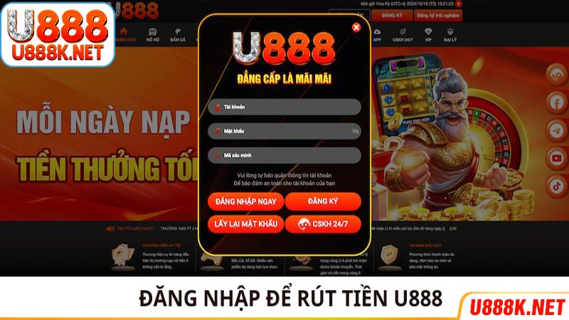 Đăng nhập để rút tiền U888