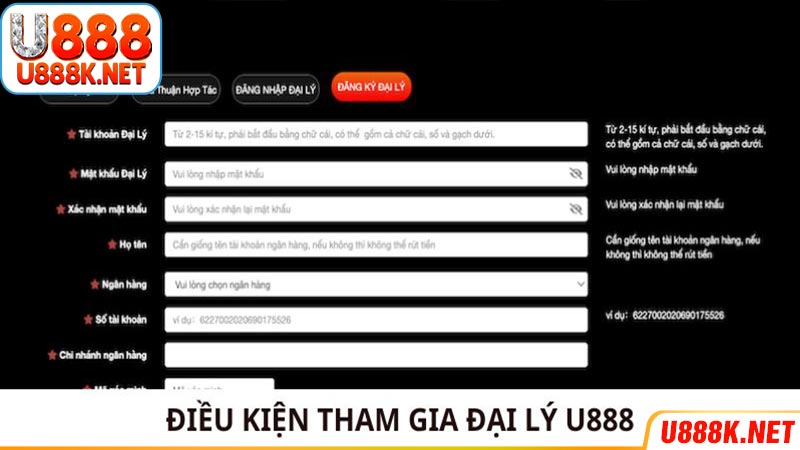 Điều kiện tham gia đại lý tại U888