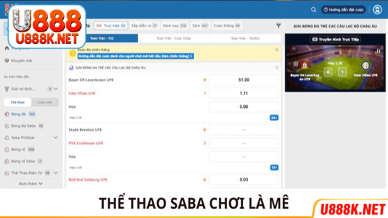 Thể thao SABA chơi là mê