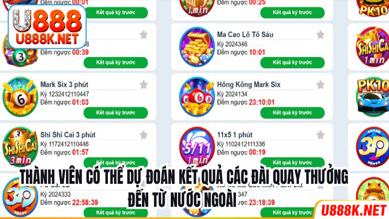 Thành viên có thể dự đoán kết quả các đài quay thưởng đến từ nước ngoài 